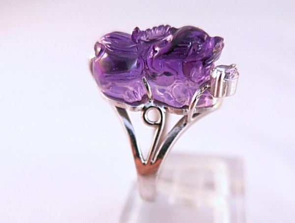 Mặt nhẫn tỳ hưu cẩm thạch tím M402