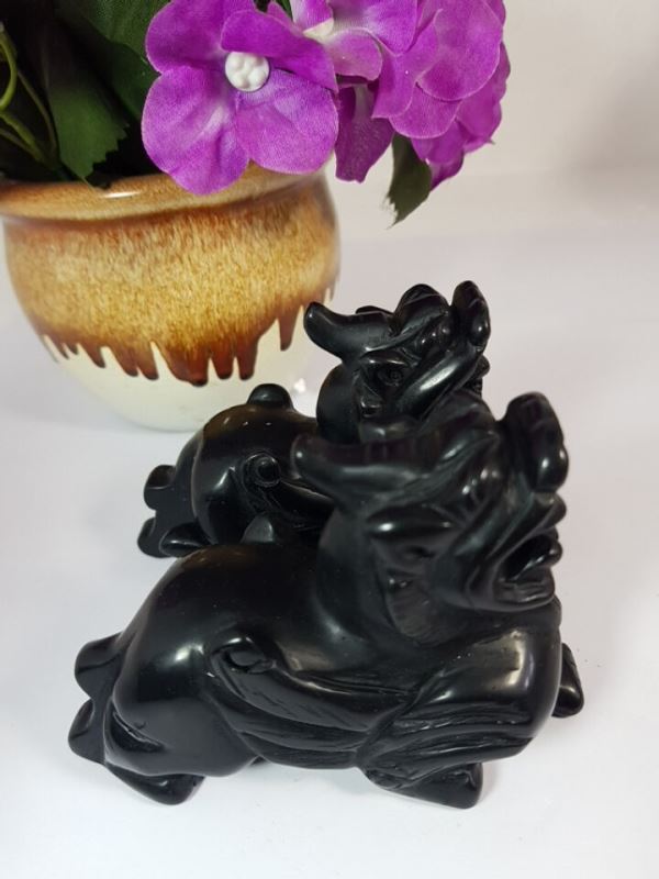 Cặp tỳ hưu đá mã não đen M24